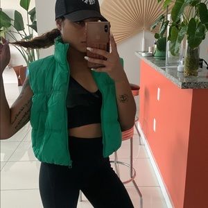 H&M Green Puffer Vest Cropped